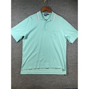 Polo Ralph Lauren Golf Fit Polo Shirt Men's XL Blue Pink Trim Short Sleeve